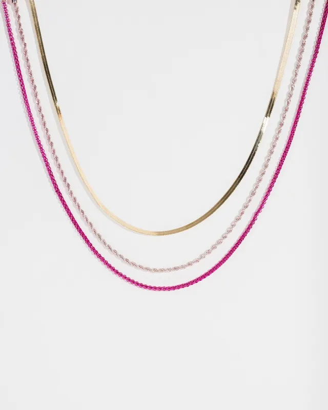 Pink Chain Layering Necklace Pack sold by Collete Hayman
