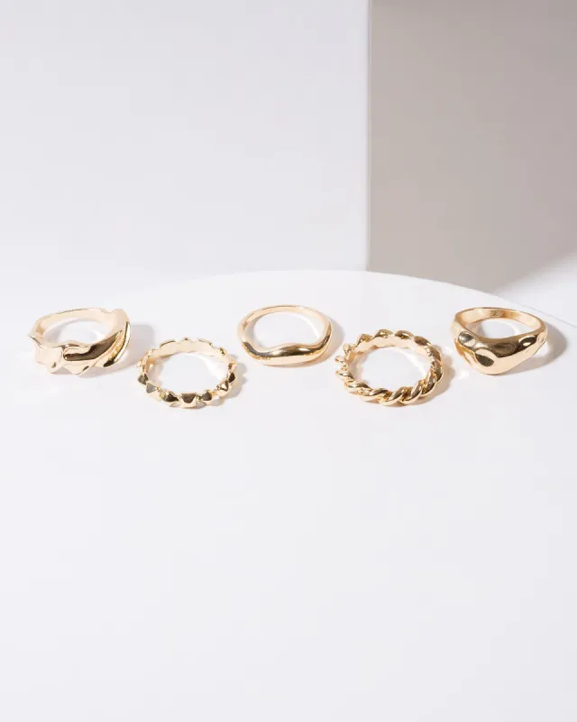 Gold 5 Pack Multi Chunky Rings sold by Collete Hayman