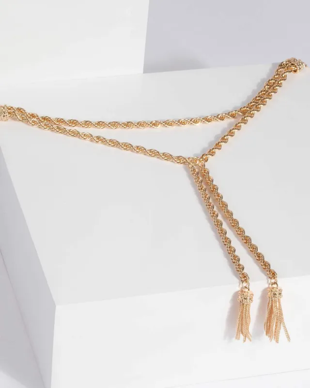 Gold Rope Twist Lariat Necklace sold by Collete Hayman