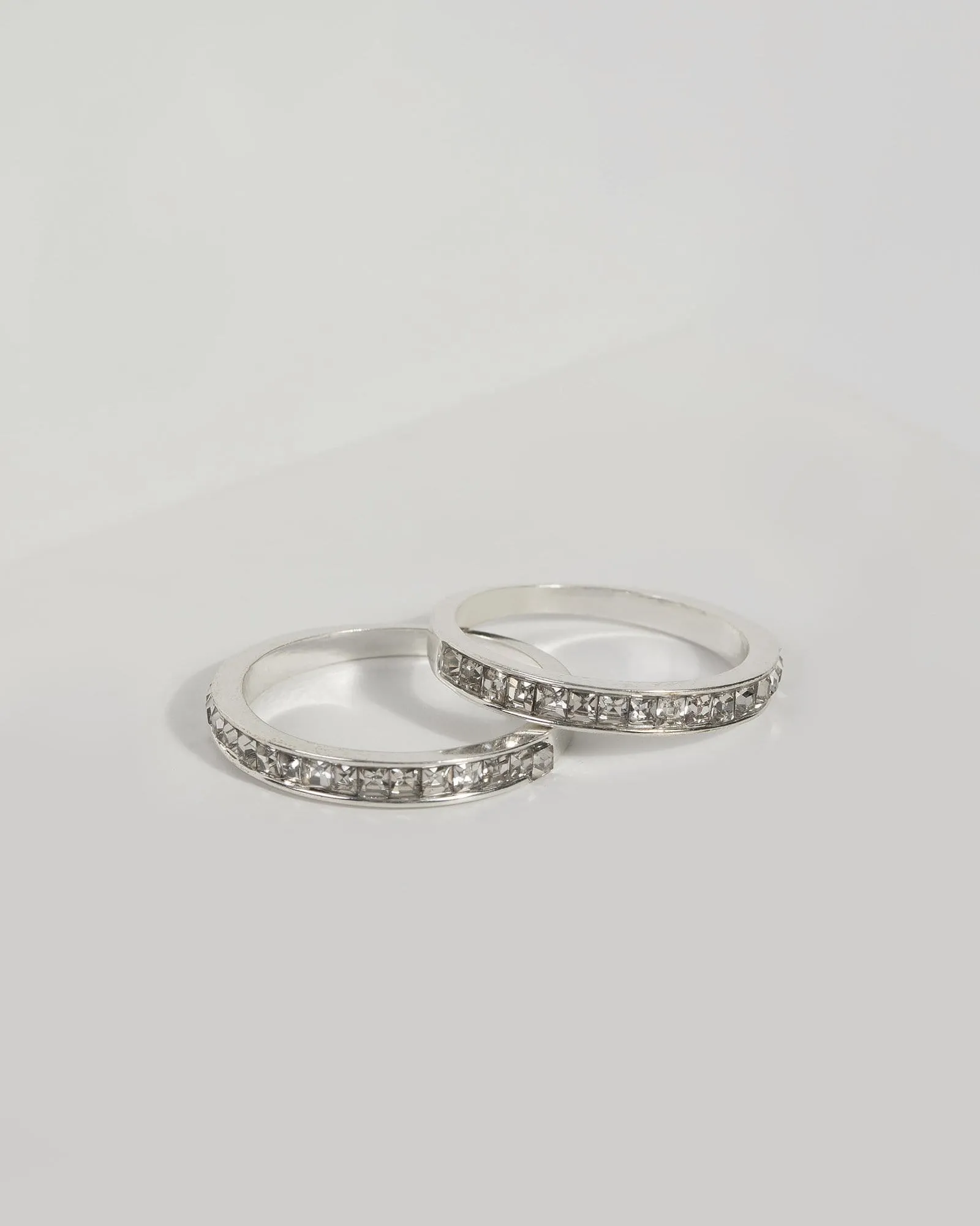 Crystal Silver Tone Metal Band Ring Pack - Medium sold by Collete Hayman