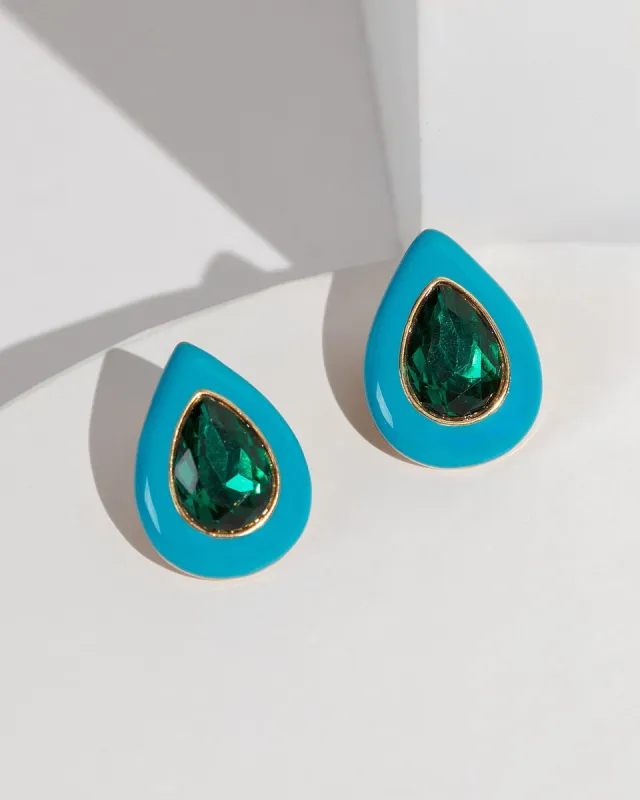 Green Teardrop Enamel Stud Earrings sold by Collete Hayman