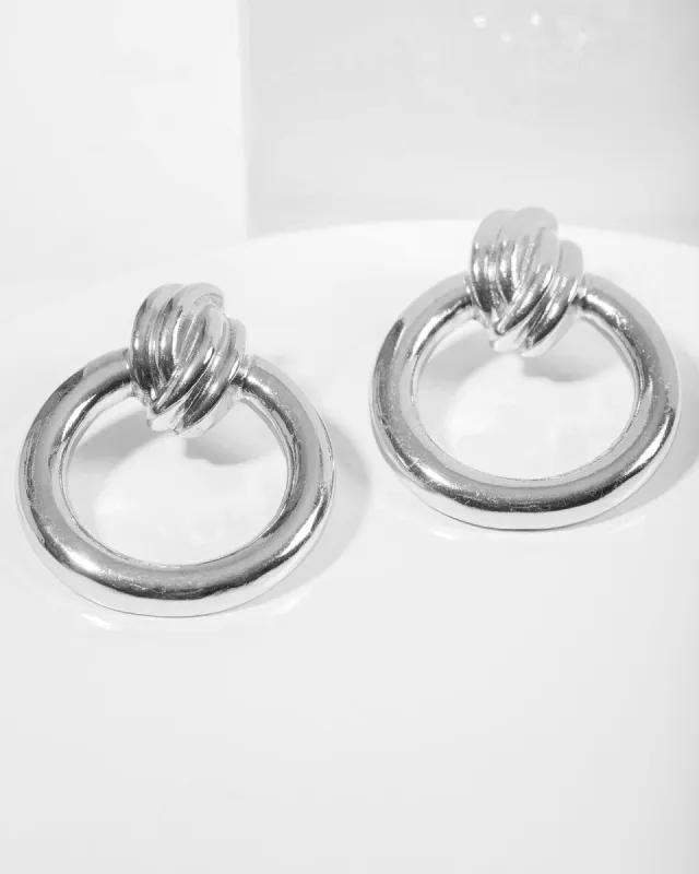 Silver Knotted Door Knocker Earrings sold by Collete Hayman