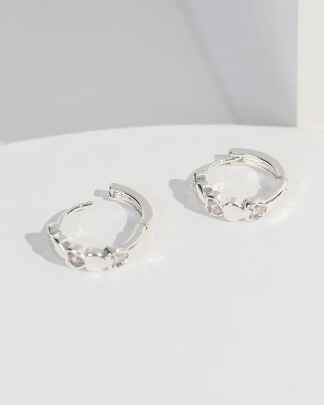 Silver Heart Huggie Hoop Earrings sold by Collete Hayman