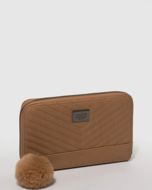 Caramel Nina Travel Wallet With Gunmetal Hardware sold by Collete Hayman