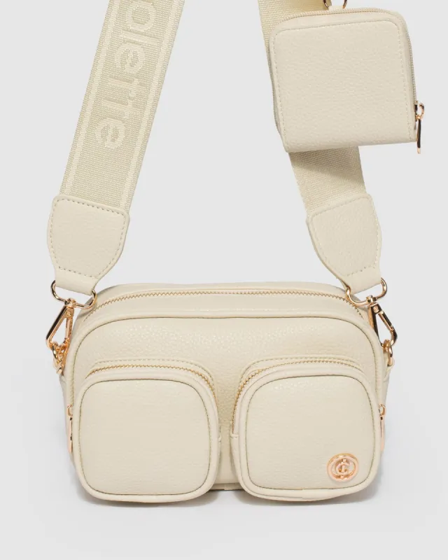 Ivory Amalia Double Pocket Crossbody Bag sold by Collete Hayman