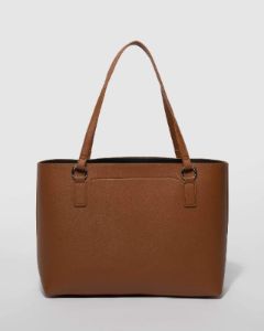 Tan Angelina Tote Bag With Silver Hardware sold by Collete Hayman