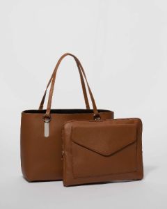 Tan Angelina Tote Bag With Silver Hardware sold by Collete Hayman