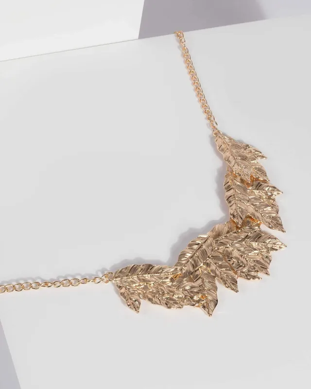 Gold Leaf Detail Chain Necklace sold by Collete Hayman