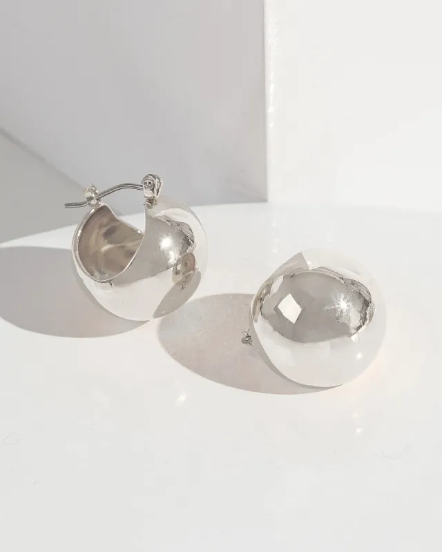 Silver Ball Hoop Huggie Earrings sold by Collete Hayman