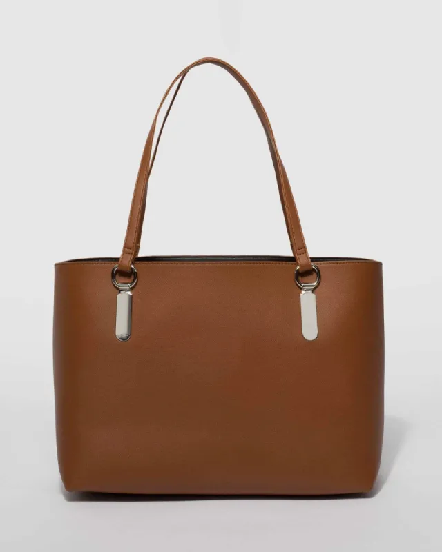 Tan Angelina Tote Bag With Silver Hardware sold by Collete Hayman