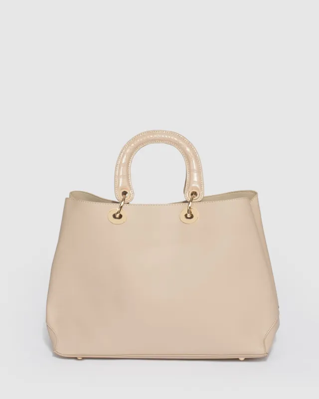 Taupe Nadeje Top Handle Bag sold by Collete Hayman