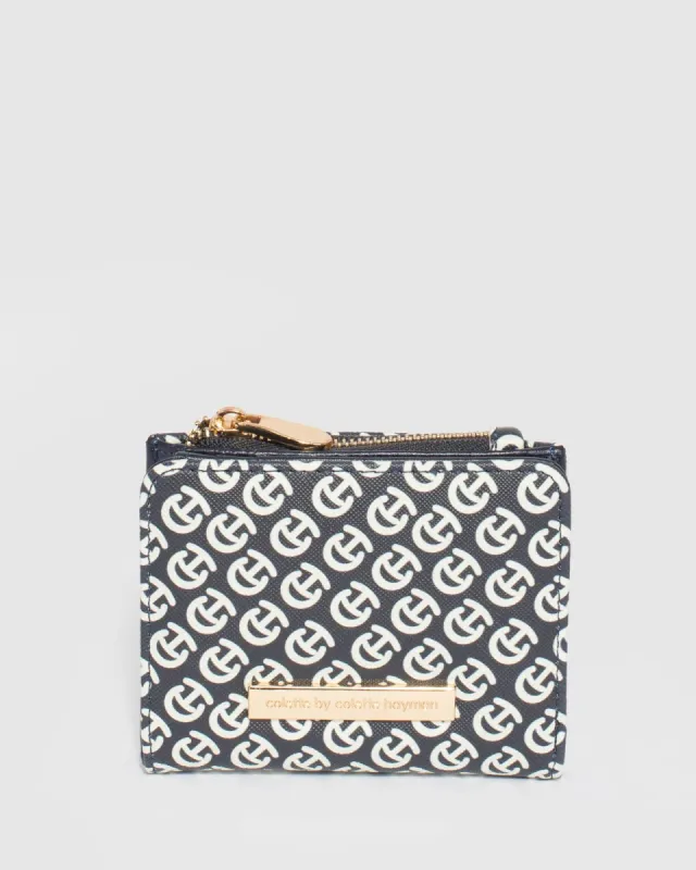 Navy Blue Monogram Han Mini Wallet sold by Collete Hayman