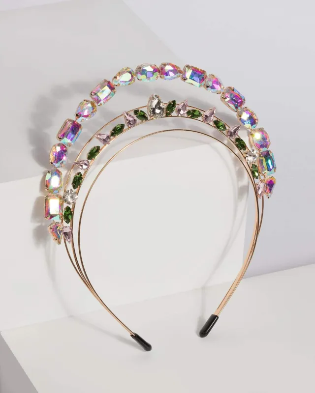 Multi Colour Double Diamante Headband sold by Collete Hayman