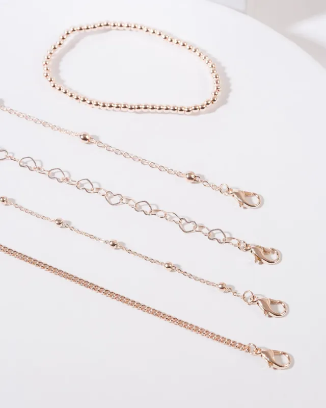 Rose Gold 5 Pack Multi Chain Bracelet sold by Collete Hayman