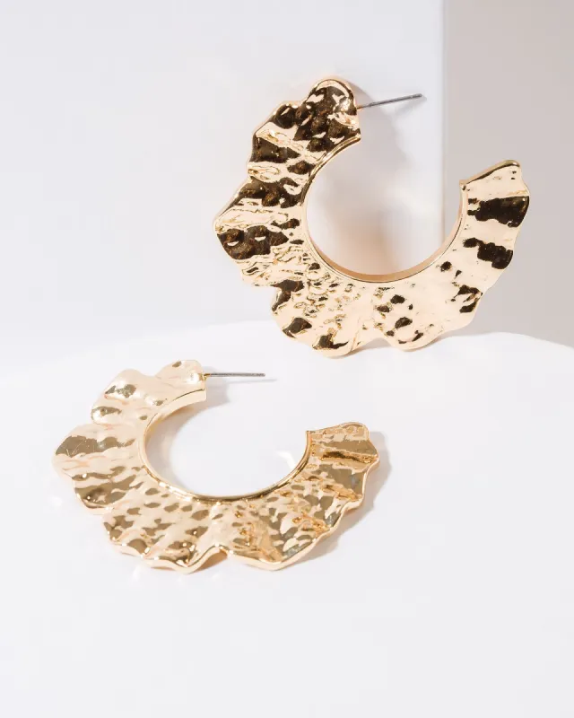 Gold Textured Around Hoop Earrings made by Collete Hayman