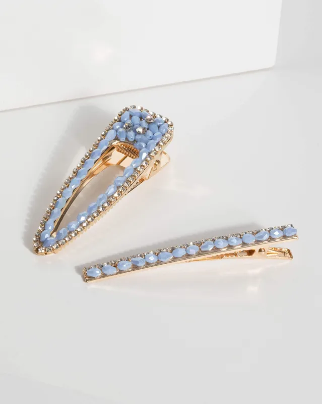 Blue Beaded Hair Clip Pack sold by Collete Hayman