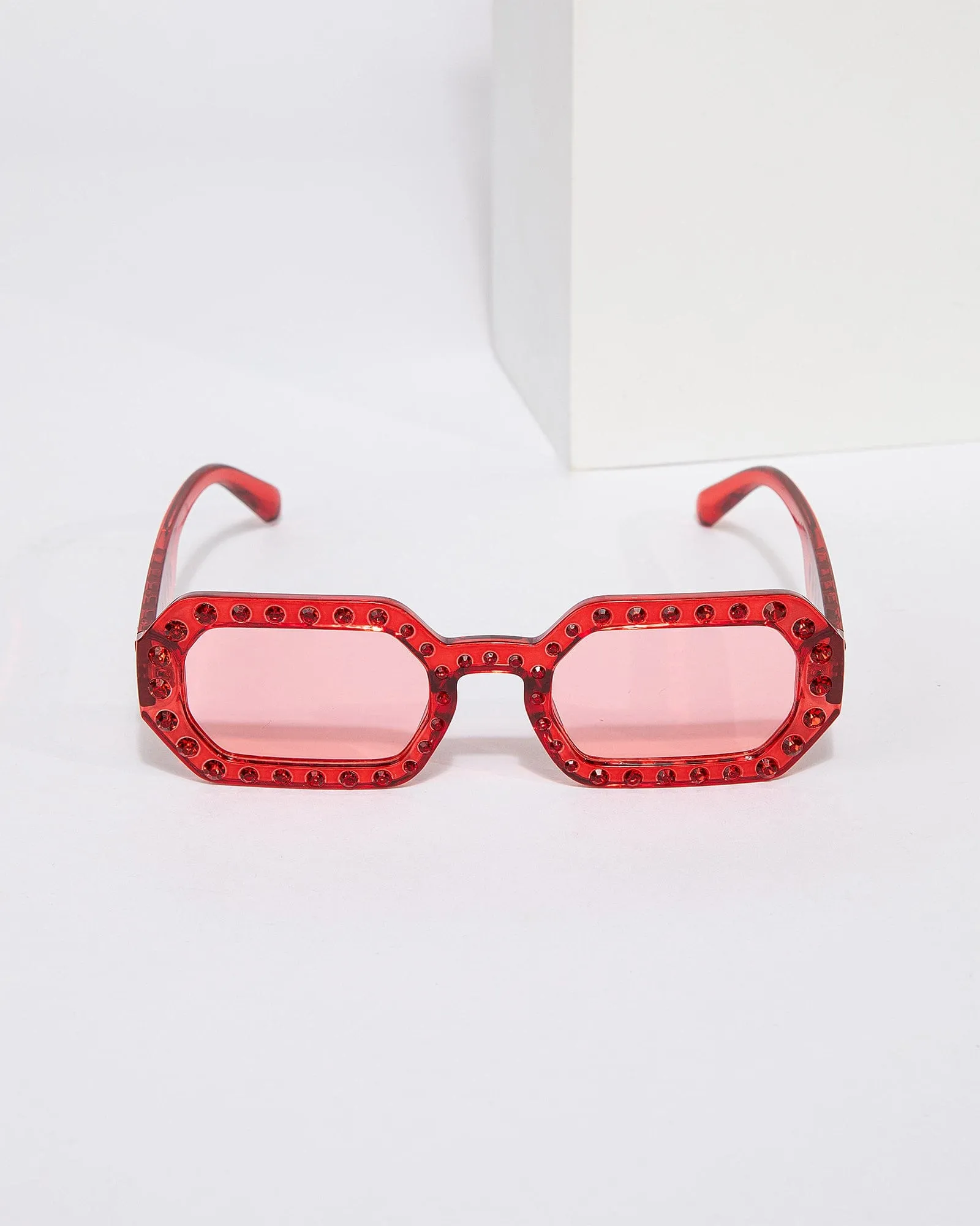 Red Hexagon Embellished Sunglasses sold by Collete Hayman