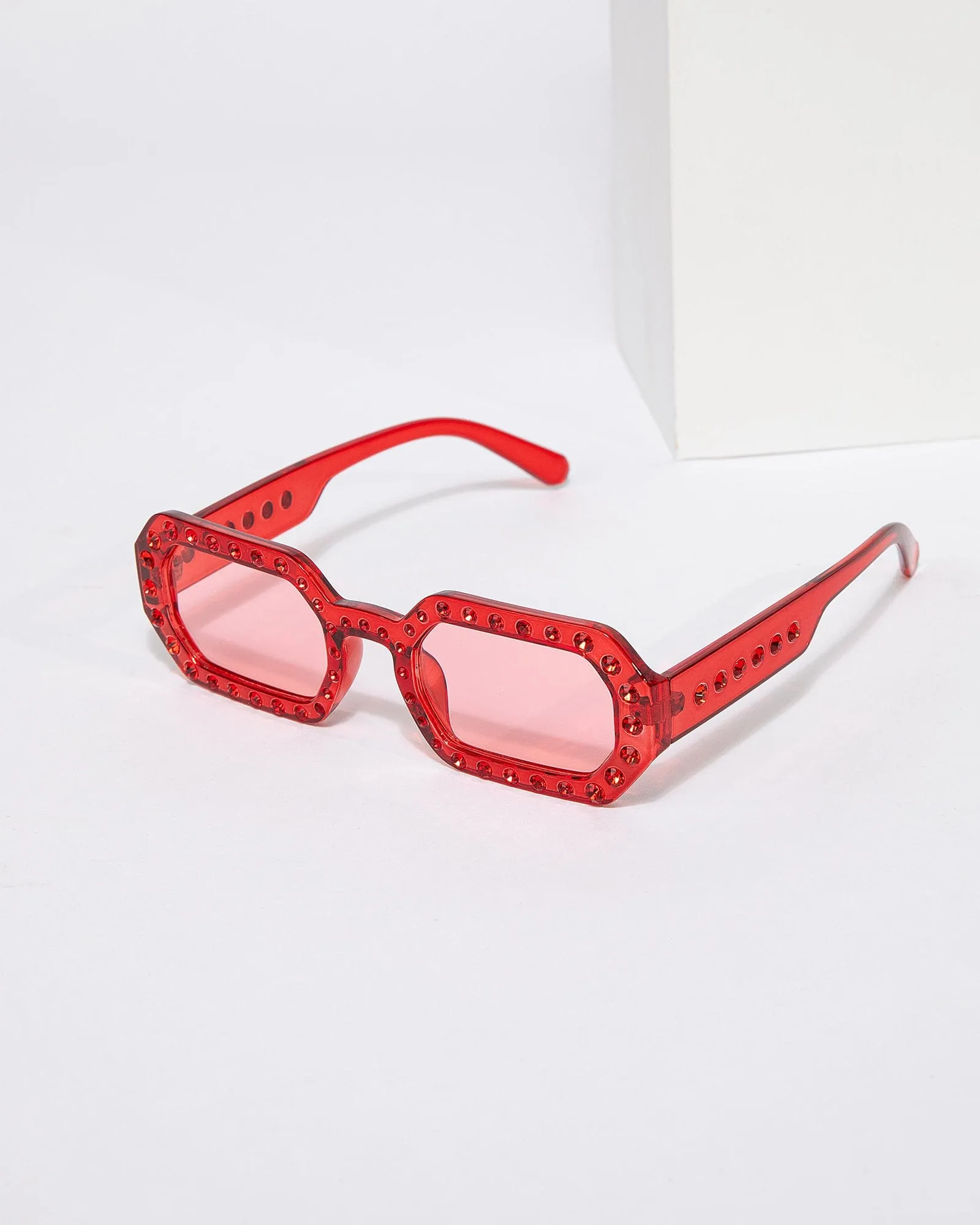 Red Hexagon Embellished Sunglasses sold by Collete Hayman product image thumbnail 2