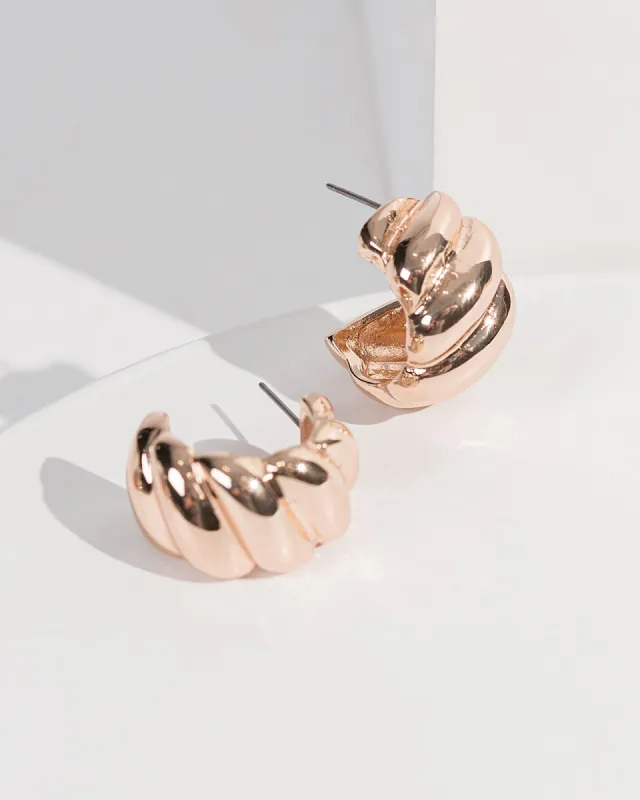 Rose Gold Twist Chunky Hoop Earrings sold by Collete Hayman