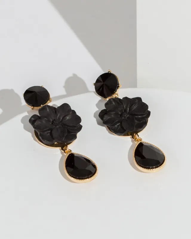 Black Flower Crystal Earrings sold by Collete Hayman
