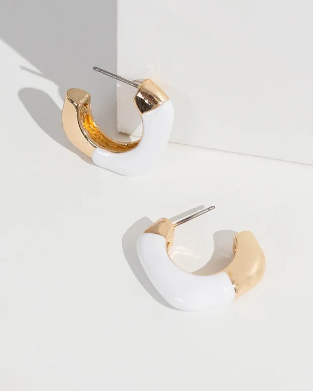 White And Gold Enamel Coated Hoop Earrings sold by Collete Hayman