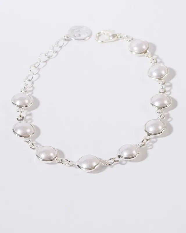 White Pearl Ball Chain Bracelet sold by Collete Hayman