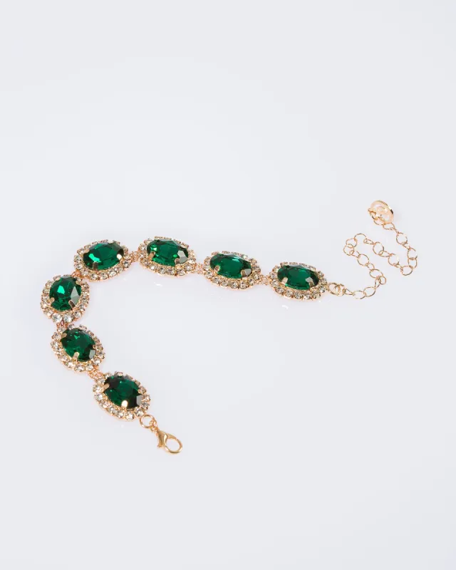 Green Framed Oval Crystal Bracelet sold by Collete Hayman