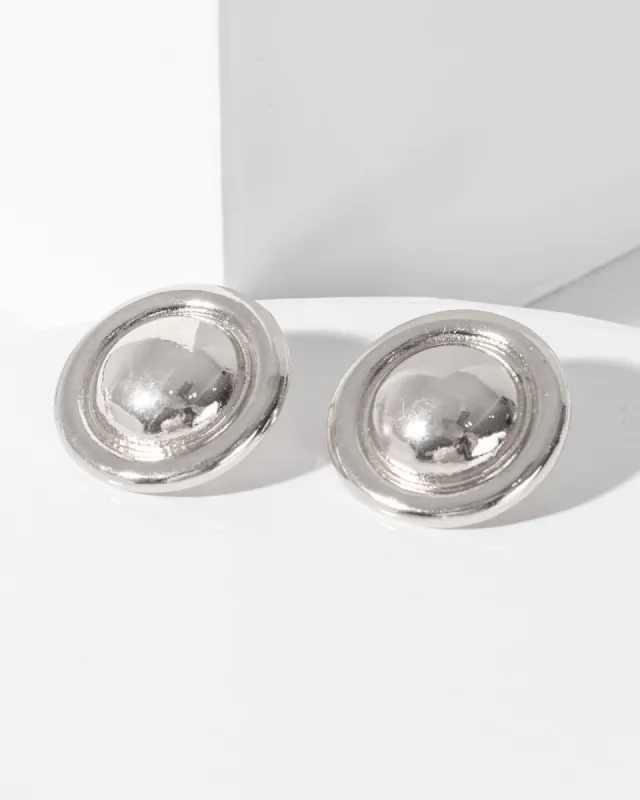 Silver Textured Button Stud Earrings sold by Collete Hayman