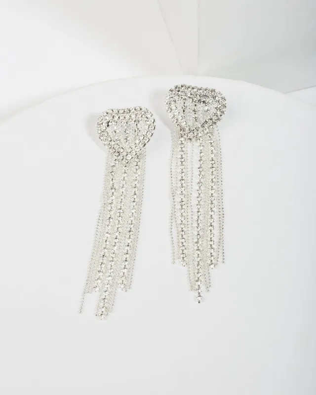 Multi Crystal Tassel Love Heart Earrings sold by Collete Hayman