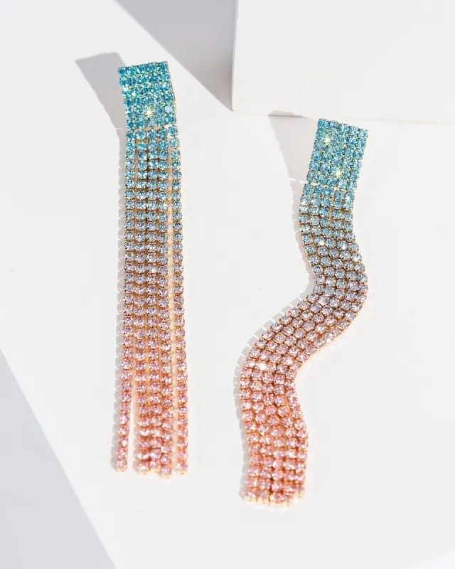 Multi Colour Ombre Crystal Tassel Earrings sold by Collete Hayman