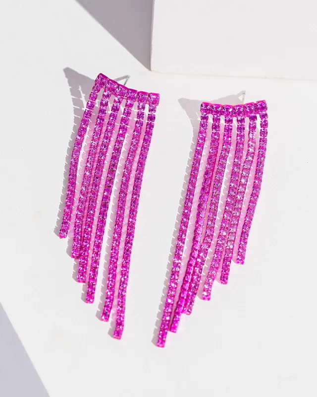 Pink Spaced Chain Tassel Earrings sold by Collete Hayman