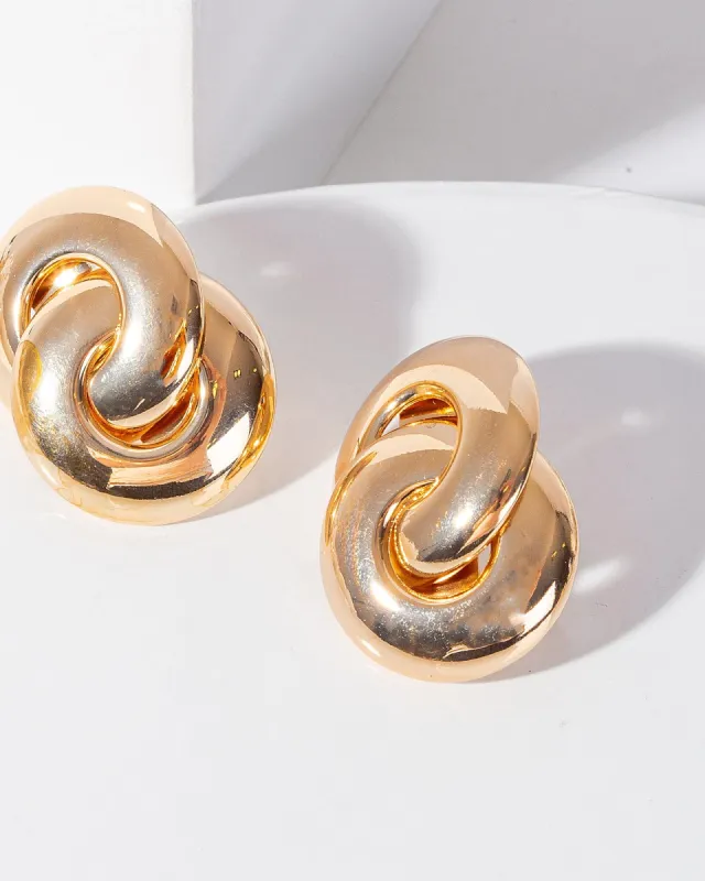 Gold Interlocking Stud Earrings sold by Collete Hayman