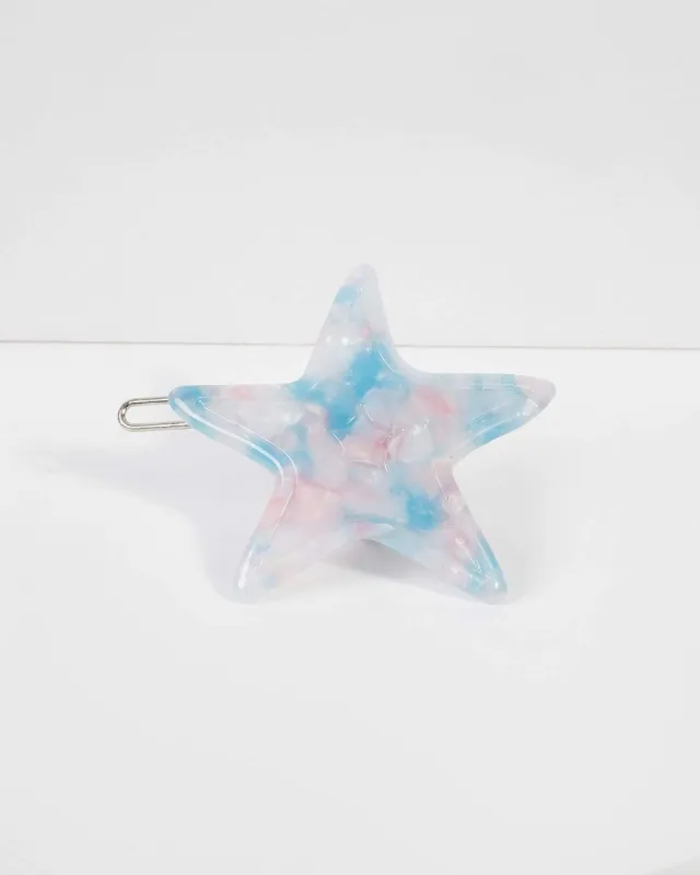 Blue and Pink Mini Acrylic Starfish Hair Clip sold by Collete Hayman