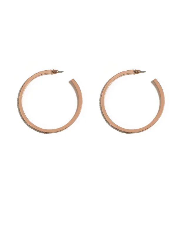 Rose Gold Diamante 60mm Hoop Earrings sold by Collete Hayman
