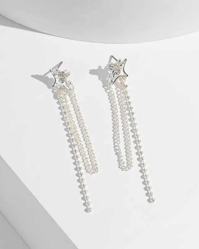 White Starlight Draped Chain Earrings sold by Collete Hayman