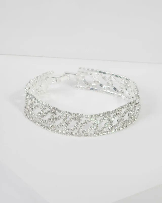 Silver Diamante Chain Oval Tennis Bracelet sold by Collete Hayman