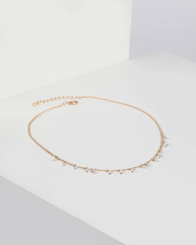 Gold Cubic Zirconia Drop Chain Necklace sold by Collete Hayman