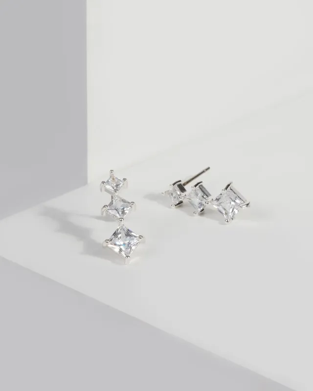 Silver Cubic Zirconia Gradual Drop Earrings sold by Collete Hayman