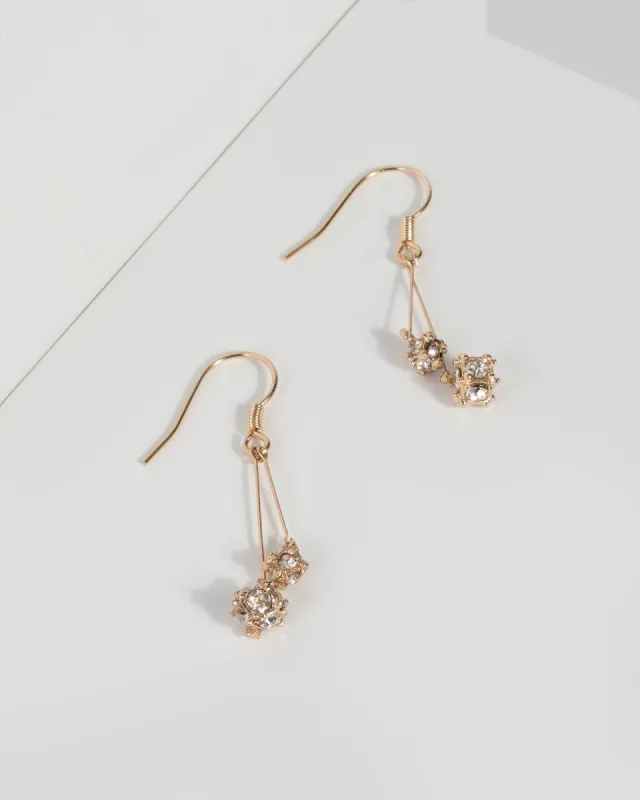 Gold Crystal Ball Drop Earrings sold by Collete Hayman