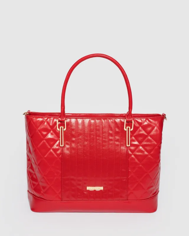 Red Aviana Quilt Tote Bag sold by Collete Hayman