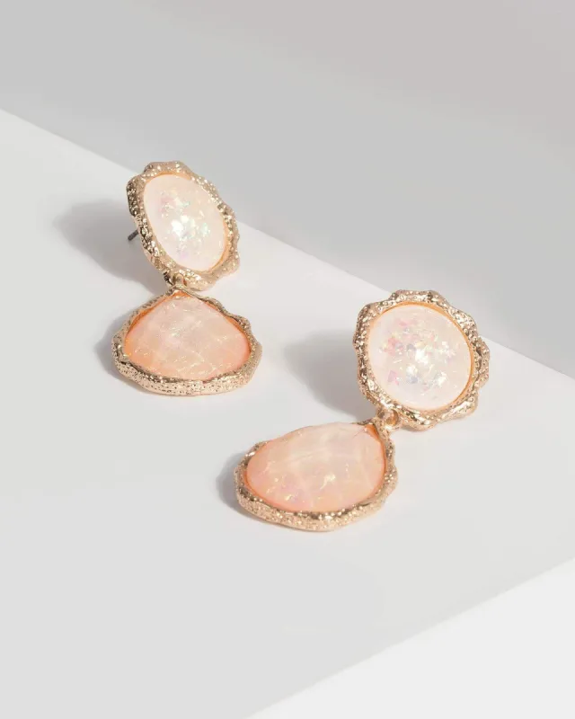 Pink Metallic Stone Drop Earrings sold by Collete Hayman
