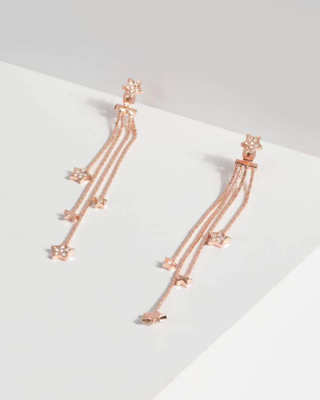Rose Gold Crystal Star Drop Earrings sold by Collete Hayman