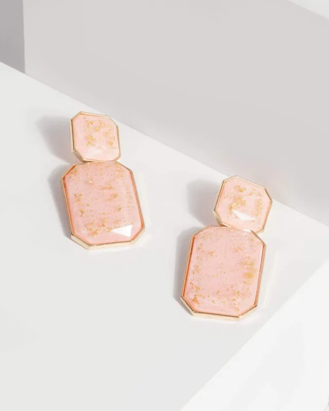 Pink Acrylic Metallic Flake Earrings sold by Collete Hayman