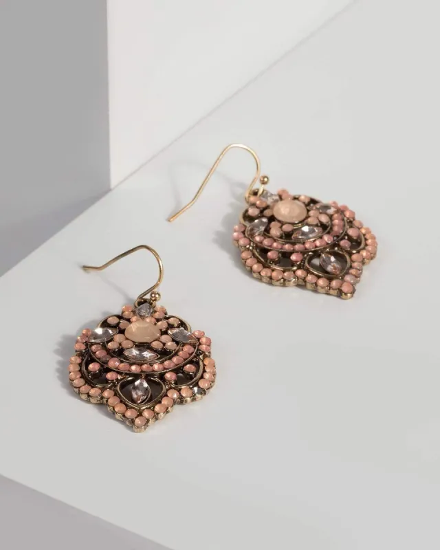 Pink Beaded Tear Drop Earrings sold by Collete Hayman