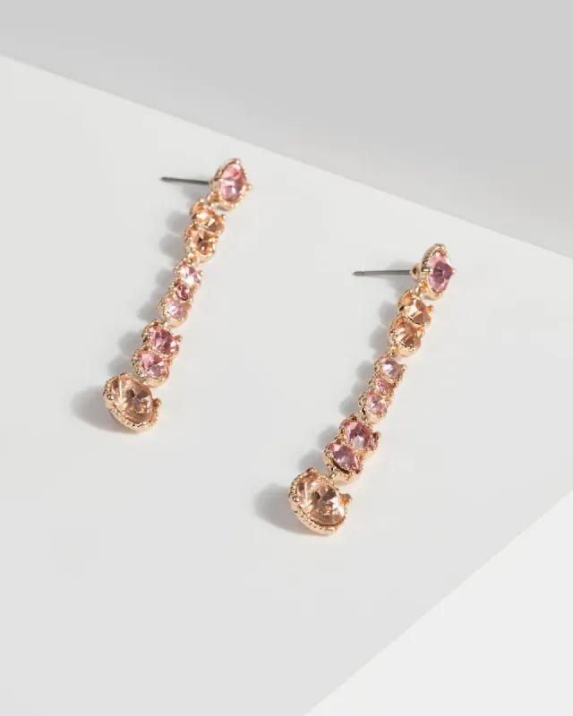 Pink Round Crystal Drop Earrings sold by Collete Hayman