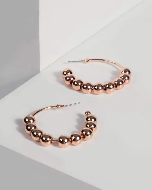 Rose Gold Ball Beaded Hoop Earrings sold by Collete Hayman
