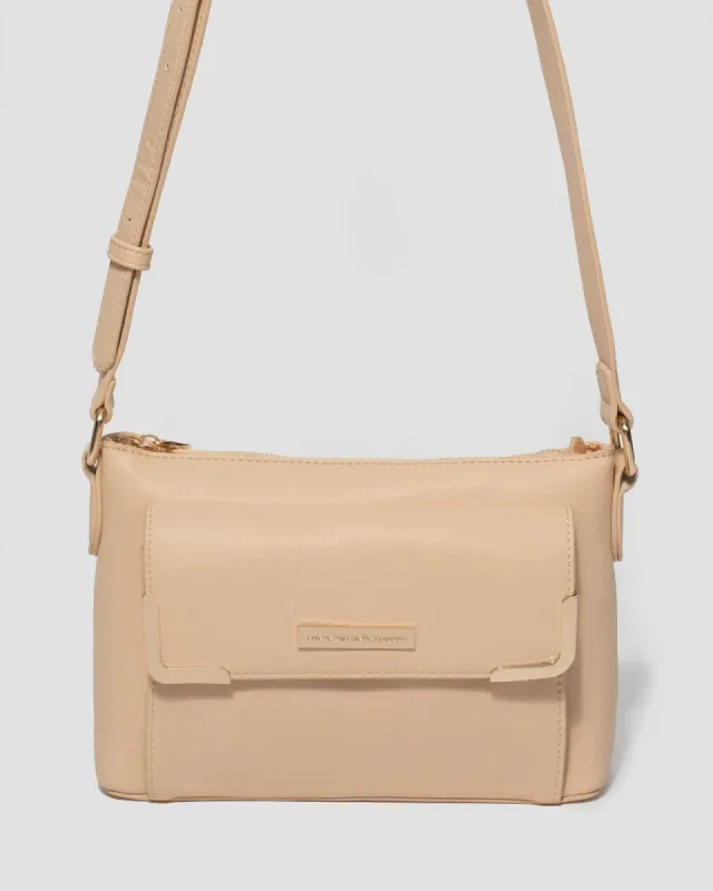 Natural Karissa Front Pocket Crossbody Bag sold by Collete Hayman