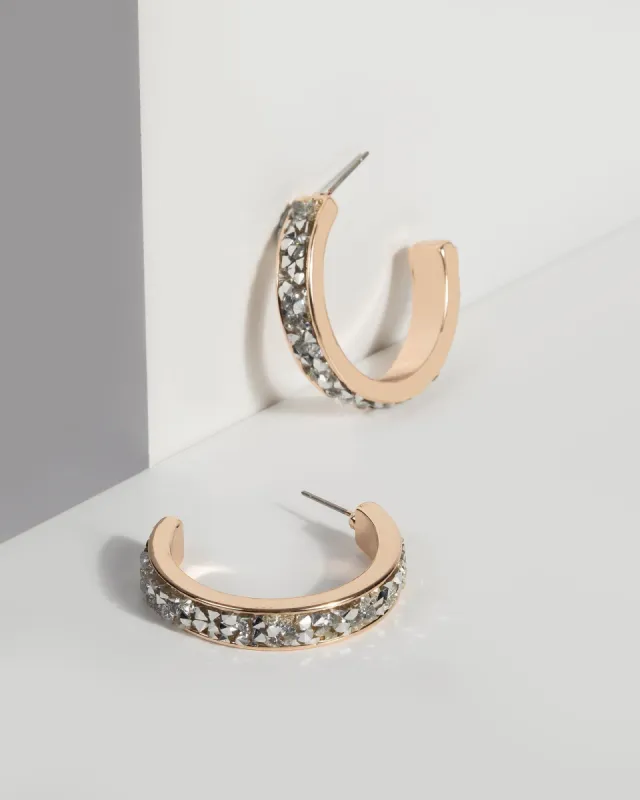 Rose Gold Diamante Hoop Earrings sold by Collete Hayman