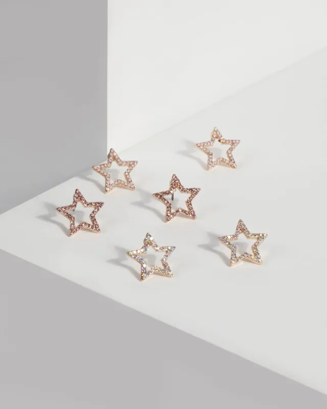 Pink Crystal Star Earring Set sold by Collete Hayman