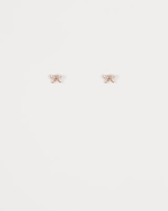 Rose Gold Plated Cubic Zirconia Bow Stud Earrings sold by Collete Hayman